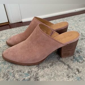 Madewell Harper Mule heeled pink suede high heals